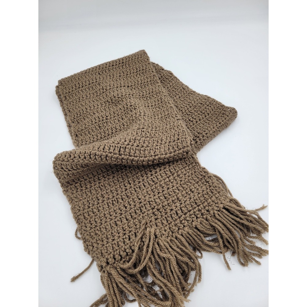 Crochet Scarf Taupe Subtle Gold Metallic‎ Accent For Sparkle